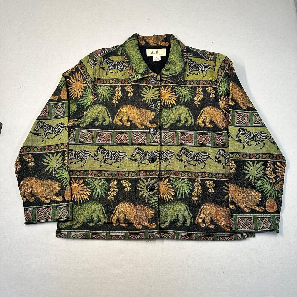 Boho Anü by Natural Tapestry Jacket Safari Animal Print Cotton L